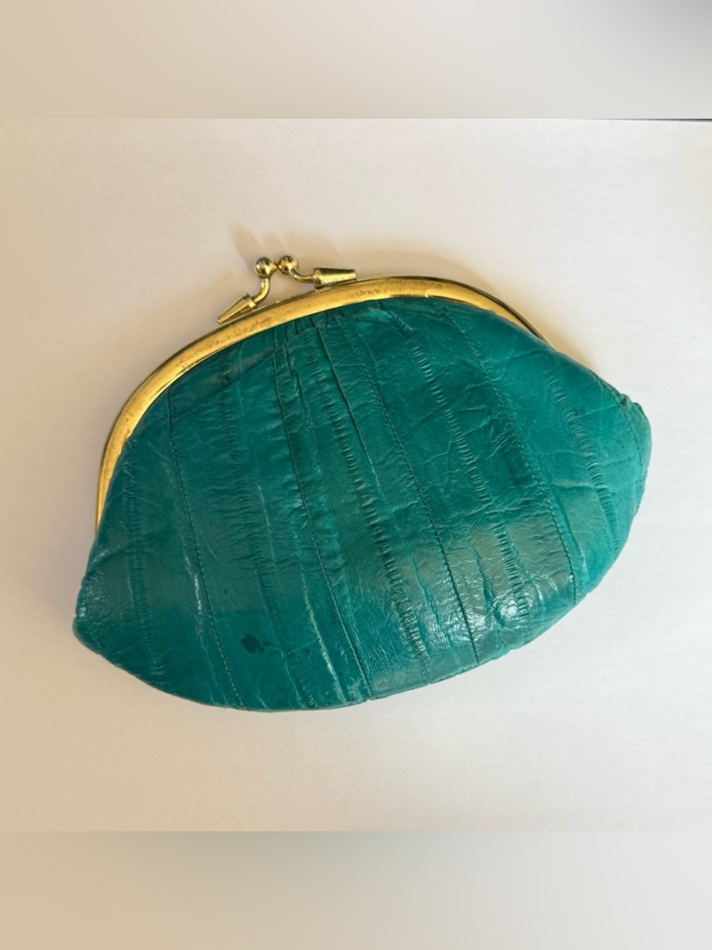 Teal Leather Kiss-Lock Coin Purse - Unbranded